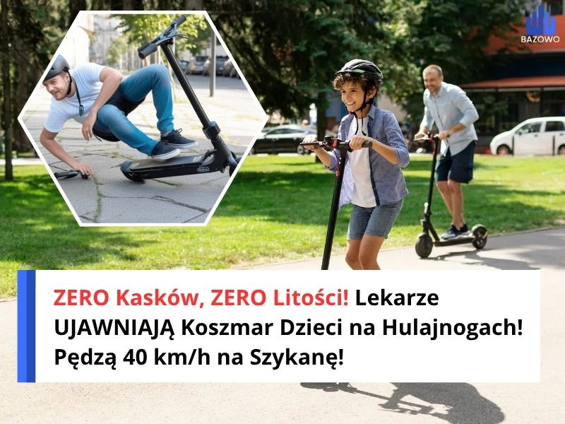 ZERO Kasków, ZERO Litości! Lekarze UJAWNIAJĄ Koszmar Dzieci na Hulajnogach! Pędzą 40 km/h na Szykanę!
